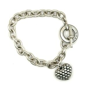 Lagos Caviar Beaded Heart Silver Charm Bracelet
